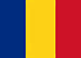 bandeira da Romênia, com 3 faixas diagonais em azul, amarelo e vermelho