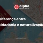 Diferença entre cidadania e naturalização (na foto tem um mapa e no canto esquerdo tem um passaporte).